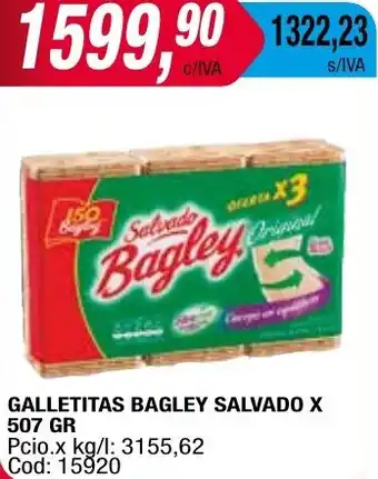Maxiconsumo GALLETITAS BAGLEY SALVADO x 507gr oferta