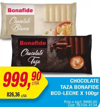 Maxiconsumo CHOCOLATE TAZA BONAFIDE BCO-LECHE x 100gr oferta