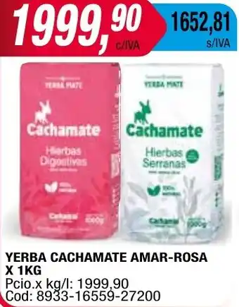 Maxiconsumo YERBA CACHAMATE AMAR-ROSA X 1KG oferta
