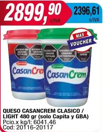 Maxiconsumo QUESO CASANCREM CLASICO / LIGHT 480gr oferta