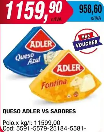 Maxiconsumo QUESO ADLER VS SABORES oferta