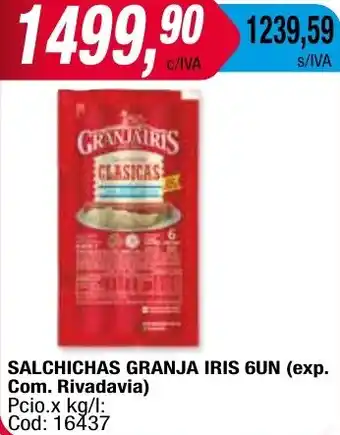 Maxiconsumo SALCHICHAS GRANJA IRIS 6UN oferta