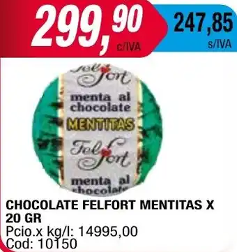 Maxiconsumo CHOCOLATE FELFORT MENTITAS X 20GR oferta