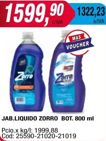 Maxiconsumo JAB.LIQUIDO ZORRO BOT. 800ml oferta