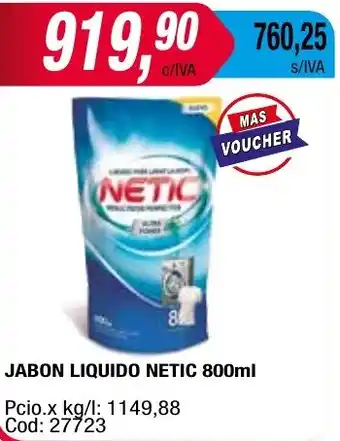 Maxiconsumo JABON LIQUIDO NETIC 800ml oferta