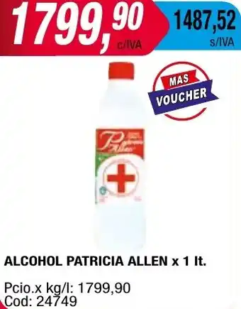 Maxiconsumo ALCOHOL PATRICIA ALLEN x 1It oferta