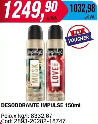 Maxiconsumo DESODORANTE IMPULSE 150ml oferta