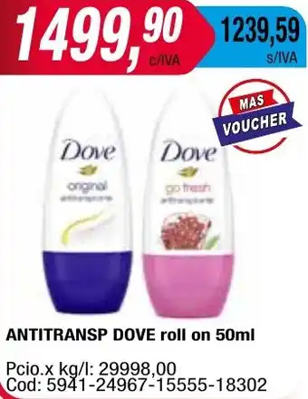 Maxiconsumo ANTITRANSP DOVE roll on 50ml oferta