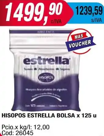 Maxiconsumo HISOPOS ESTRELLA BOLSA x 125u oferta