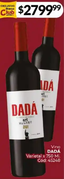 Diarco Vino DADÁ Varietal x 750ml oferta