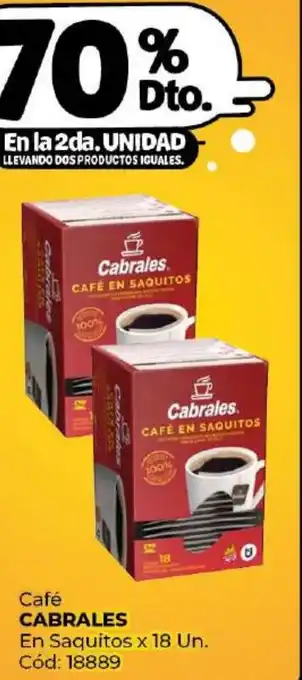 Diarco Café CABRALES En Saquitos x 18 Un oferta
