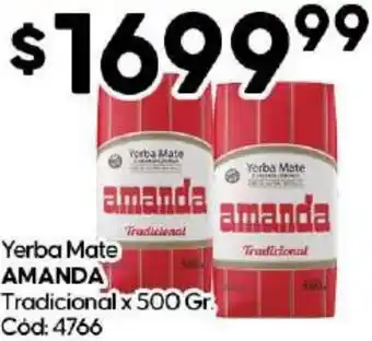 Diarco Yerba Mate AMANDA Tradicional x 500gr oferta