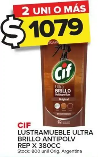 Carrefour Maxi CIF LUSTRAMUEBLE ULTRA BRILLO ANTIPOLV REP X 380CC oferta