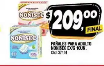Supermercados Yaguar Nonisec Pañales para Adulto EX/G 10un. oferta
