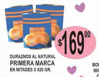 Delfin Supermercados Primera Marca Duraznos Al Natural En Mitades x 820gr oferta