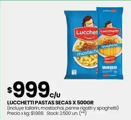 Changomas Lucchetti - pastas secas x 500gr oferta