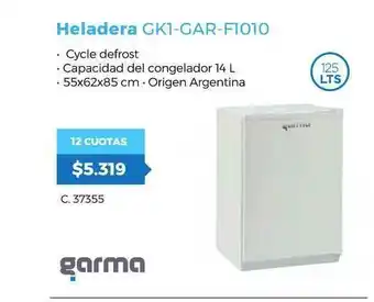 Pardo Hogar Garma Heladera Gk1-gar-f1010 oferta