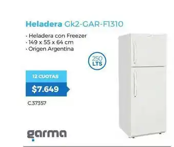 Pardo Hogar Garma Heladera Gk2-gar-f1310 oferta