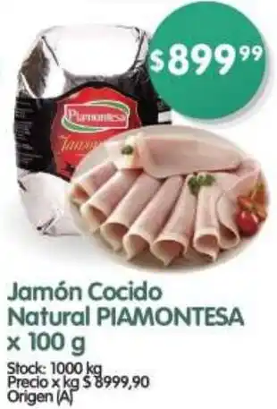 Supermercados Buenos Días Jamón Cocido Natural PIAMONTESA X 100G oferta