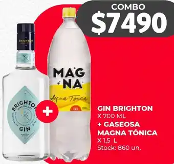 Supermercados Tadicor GIN BRIGHTON X 700 ML + GASEOSA MAGNA TÓNICA x 1,5L oferta