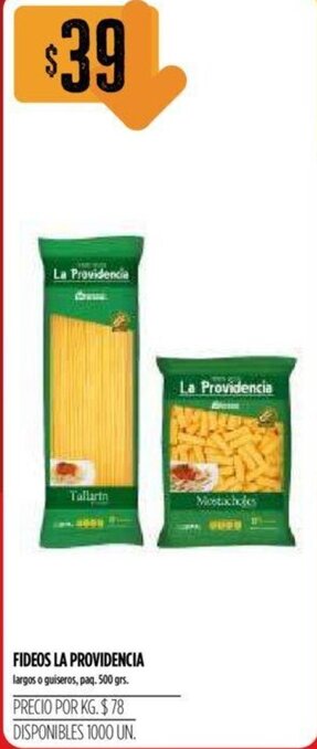 Supermercados Vea Fideos La Providencia 500grs oferta