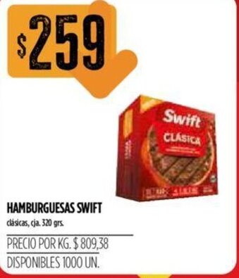 Supermercados Vea Hamburguesas Swift 320grs oferta
