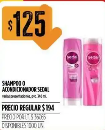 Supermercados Vea Shampoo O Acondicionador Sedal 340ml oferta