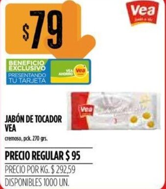 Supermercados Vea Jabón De Tocador Vea 270grs oferta
