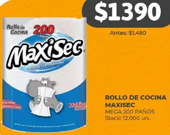 Supermercados Tadicor ROLLO DE COCINA MAXISEC MEGA 200 PAÑOS oferta