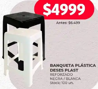 Supermercados Tadicor BANQUETA PLÁSTICA DESES PLAST REFORZADO NEGRA BLANCA oferta