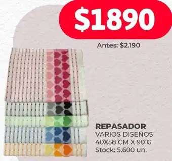 Supermercados Tadicor REPASADOR VARIOS DISEÑOS 40X58 CM X 90G oferta