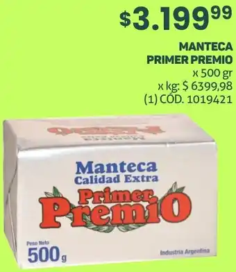 Makro MANTECA PRIMER PREMIO x 500gr oferta