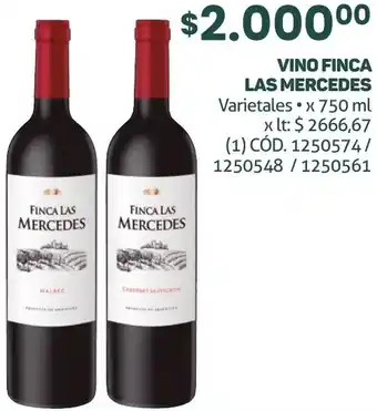 Makro VINO FINCA LAS MERCEDES Varietales x 750ml oferta