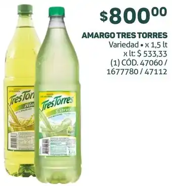 Makro AMARGO TRES TORRES Variedad x 1,5lt oferta