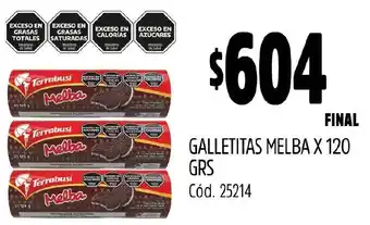 Supermercados Yaguar GALLETITAS MELBA X 120GR oferta