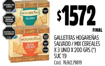 Supermercados Yaguar GALLETITAS HOGAREÑAS SALVADO / MIX CEREALES X 3UNID X 200GR oferta