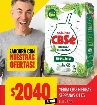 Supermercados Yaguar YERBA CBSE HIERBAS SERRANAS X 1KG oferta