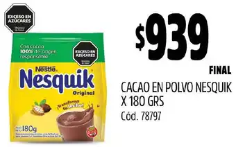 Supermercados Yaguar CACAO EN POLVO NESQUIK X 180GR oferta