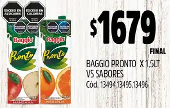 Supermercados Yaguar BAGGIO PRONTO X 1,5LT VS SABORES oferta