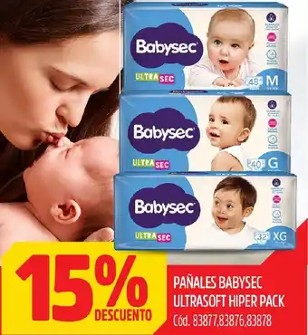 Supermercados Yaguar PAÑALES BABYSEC ULTRASOFT HIPER PACK oferta