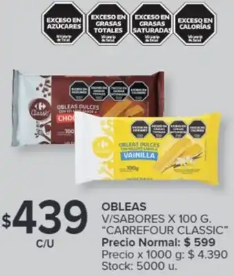 Carrefour OBLEAS V/SABORES X 100G oferta