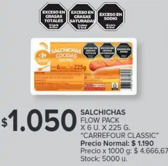 Carrefour SALCHICHAS FLOW PACK X 6U oferta