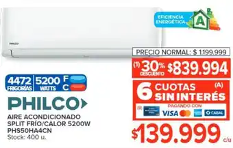 Carrefour PHILCO AIRE ACONDICIONADO SPLIT FRÍO/CALOR 5200W oferta