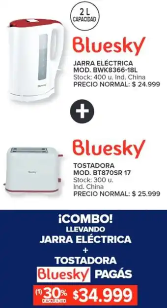 Carrefour Bluesky JARRA ELÉCTRICA MOD. BWK8366-18L + TOSTADORA MOD. BT870SR 17 oferta