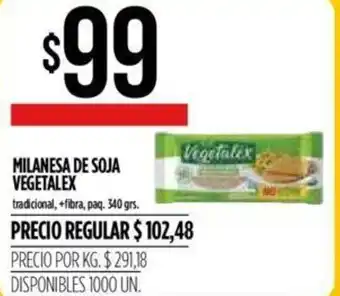 Supermercados Vea Vegetalex Milanesa De Soja 340grs. oferta