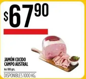 Supermercados Vea Jamón Cocido Campo Austral 100grs. oferta