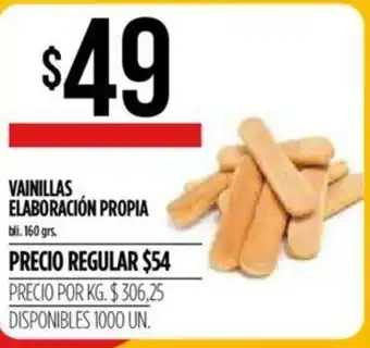 Supermercados Vea Vainillas Elaboración Propia 160grs. oferta