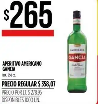 Supermercados Vea Gancia Aperitivo Americano 950cc. oferta