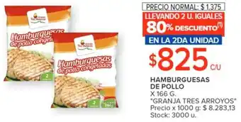 Carrefour HAMBURGUESAS DE POLLO x 166g oferta