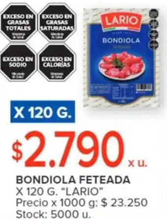 Carrefour BONDIOLA FETEADA X 120G oferta